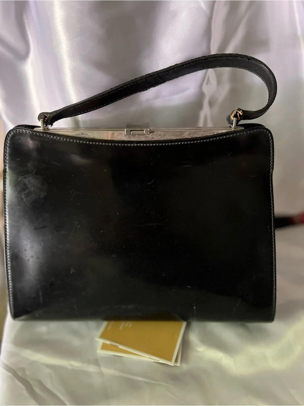Furla Black Satchel - Patent Leather Finish